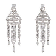 Antique Amazing Art Deco Diamond Platinum Chandelier Earrings