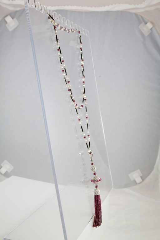 Women's Gorgeous Ruby Tassel Necklace For Sale