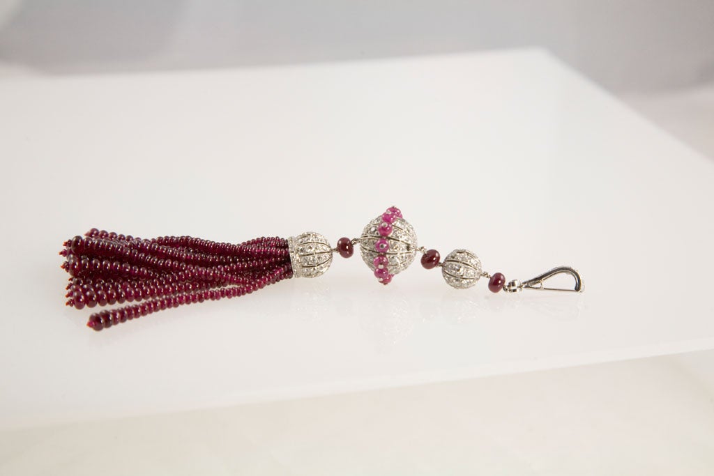 Gorgeous Ruby Tassel Necklace For Sale 2