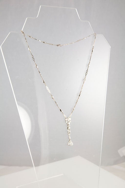 Women's Unusual Art Deco Diamond Platinum Necklace For Sale