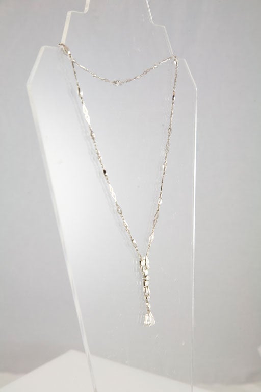 Unusual Art Deco Diamond Platinum Necklace For Sale 2