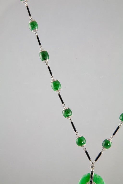 Incredible Onyx Jade Tassel Necklace In New Condition In Calabasas, CA