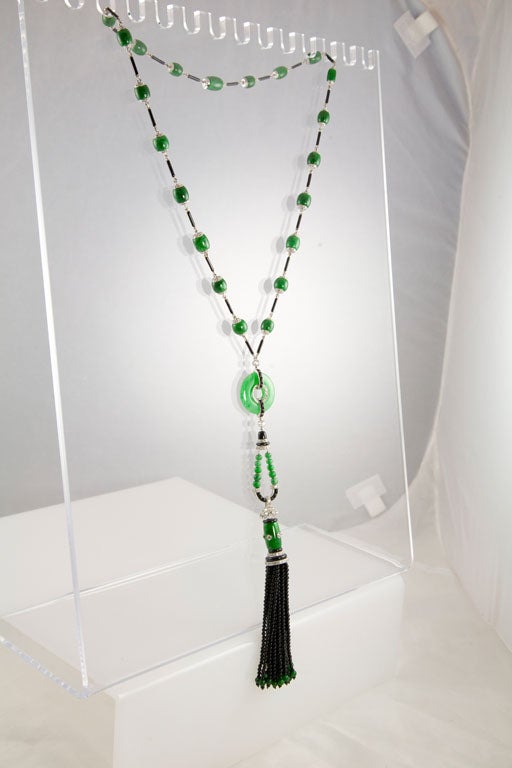 Women's Incredible Onyx Jade Tassel Necklace