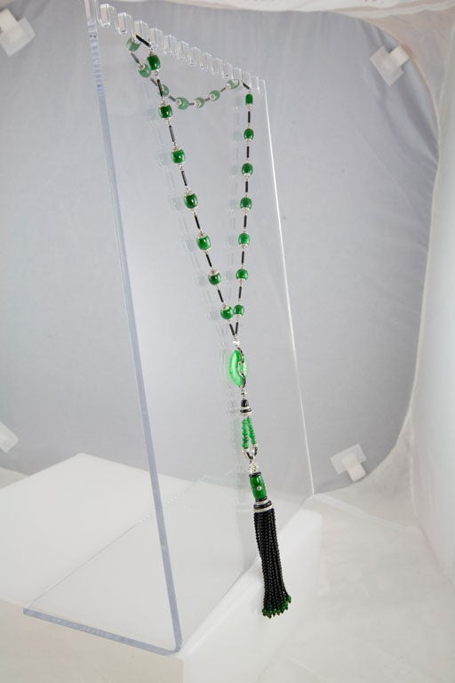Incredible Onyx Jade Tassel Necklace 1