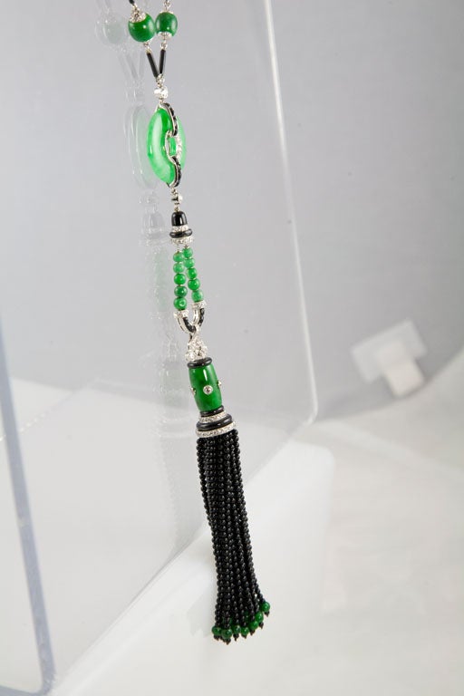 Incredible Onyx Jade Tassel Necklace 2