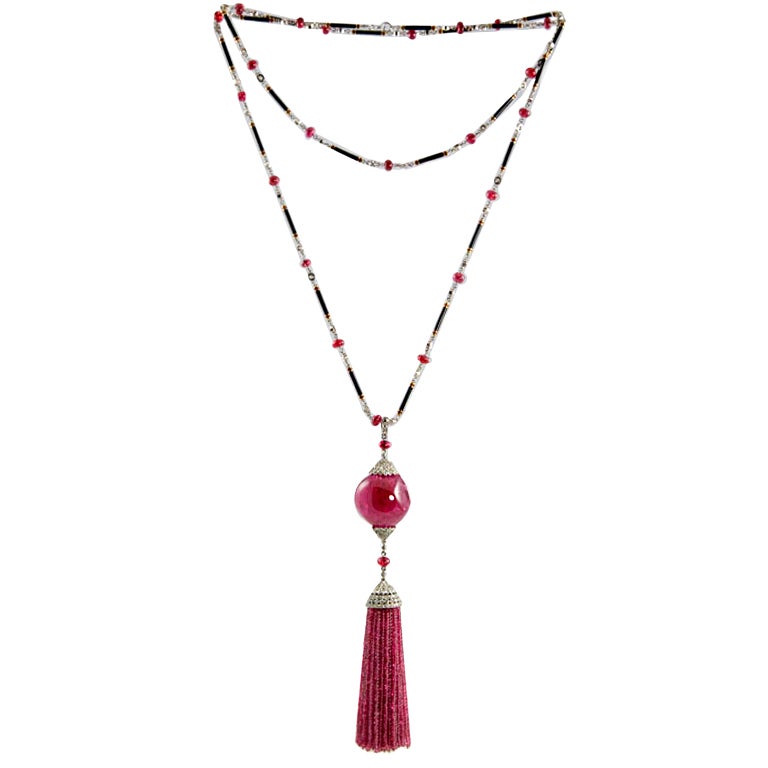 Exceptional Spinel Tassel Necklace