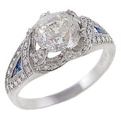 2.13 Carat Diamond, Sapphire and Platinum Ring