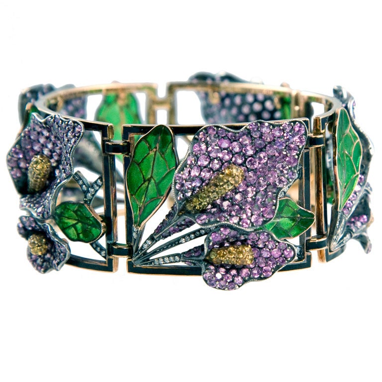 Sapphire Diamond Calla Lily Bracelet