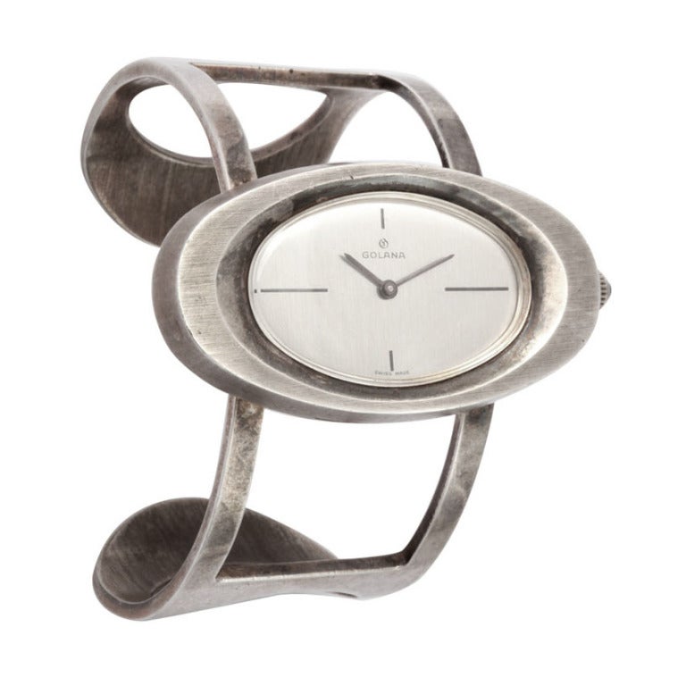 60s Sterling Bracelet Wristwatch by Galana For Sale