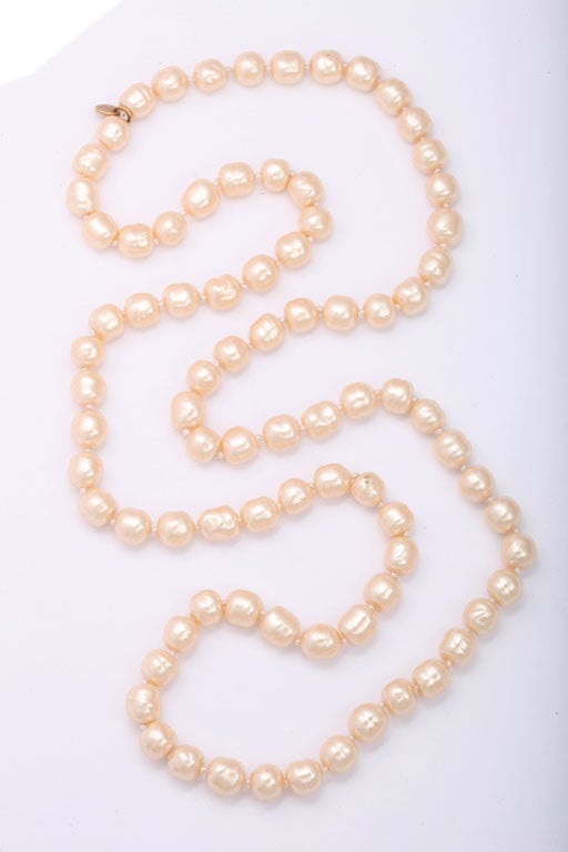 Chanel Long Baroque Pearl Necklace 34