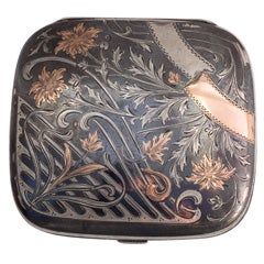 Sterling and vermeil and enamel card case
