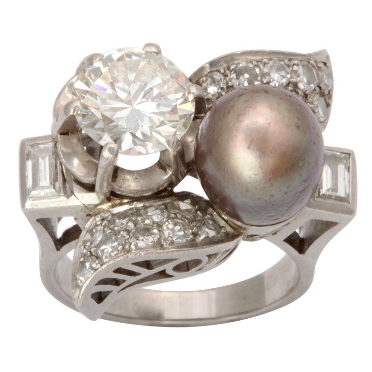 South Sea Pearl And Diamond Cocktail Ring For Sale