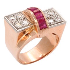 Retro Diamond and Ruby Cocktail Ring