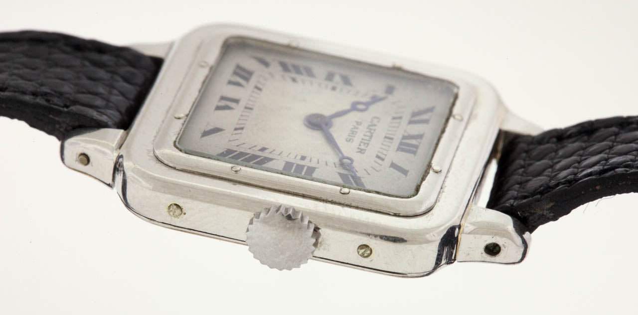 Cartier White Gold Santos Dumont Wristwatch circa 1910s In Excellent Condition In New York, NY