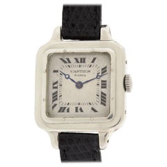 Cartier Weißgold Santos Dumont Armbanduhr um 1910s