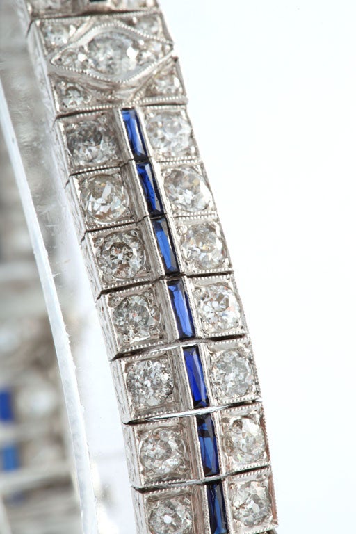 Women's Beautiful Art Deco Sapphire and Diamond Line Bracelet
