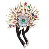 Oscar Heyman Enamel and Multi-gem Brooch