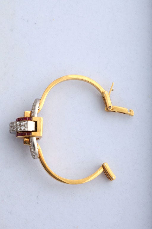 Art Deco Ruby and Gold Bracelet Watch For Sale 6