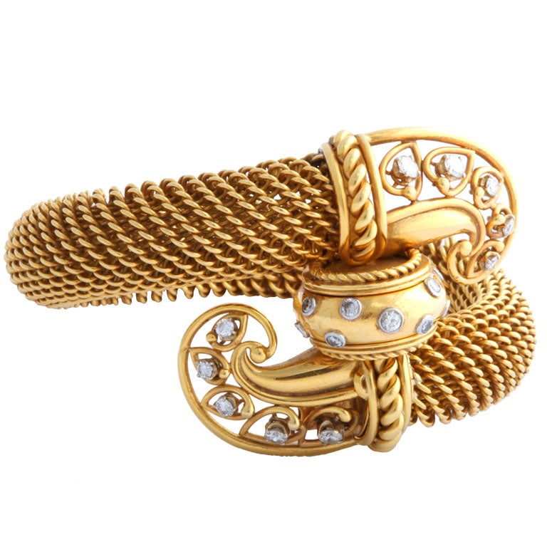 Jaeger Le-Coultre Gold and Diamond Watch Bracelet