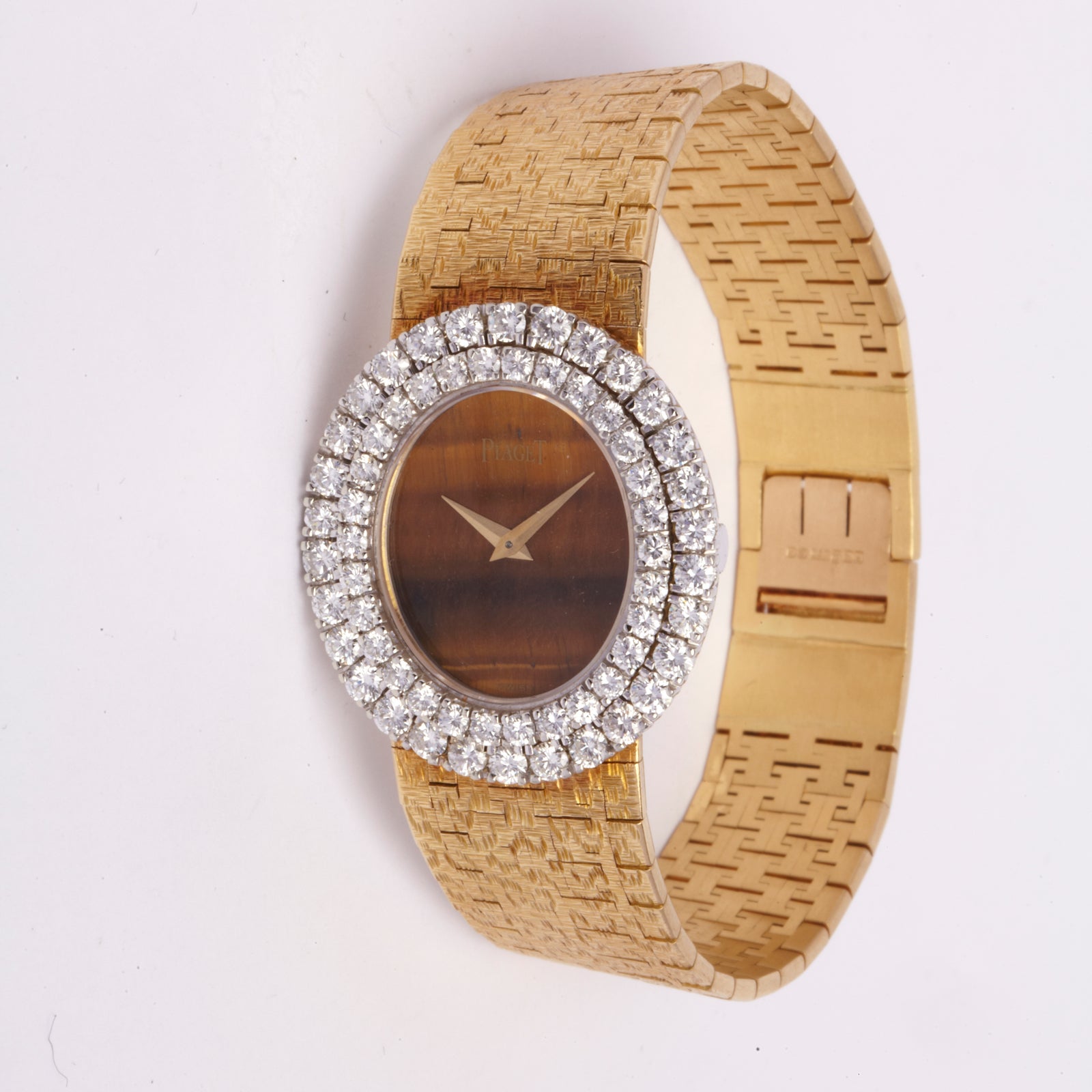 PIAGET Yellow Gold and Diamond Watch with Tiger's Eyes 1