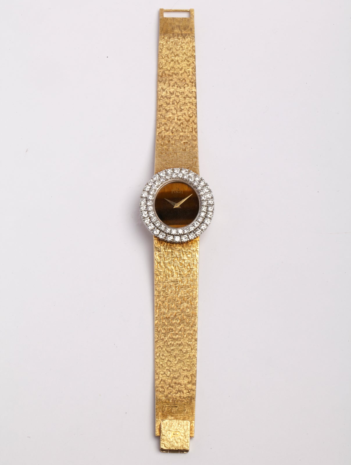 PIAGET Yellow Gold and Diamond Watch with Tiger's Eyes 3