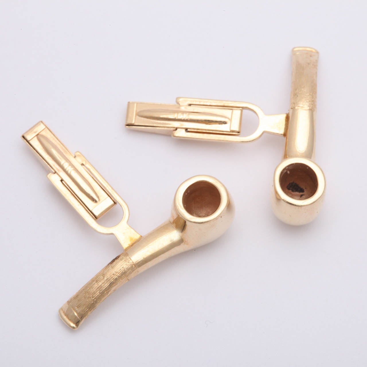 1940s Gold Smoking Pipe Cufflinks In Excellent Condition In New York, NY