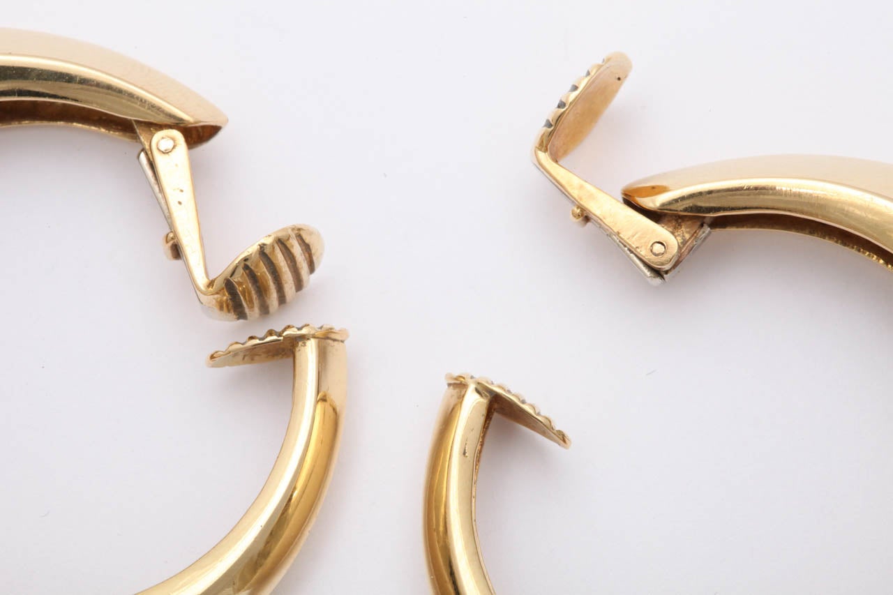 1960s TIFFANY & CO. Large Gold Hoop Earclips 2