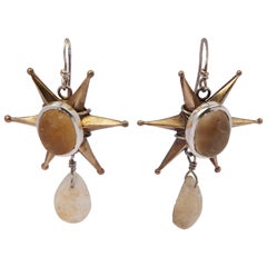 Luigi Scialanga Sole Yellow Gold Earrings with Stone