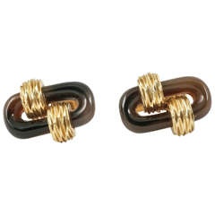 Kutchinsky of London Agate Gold Cufflinks