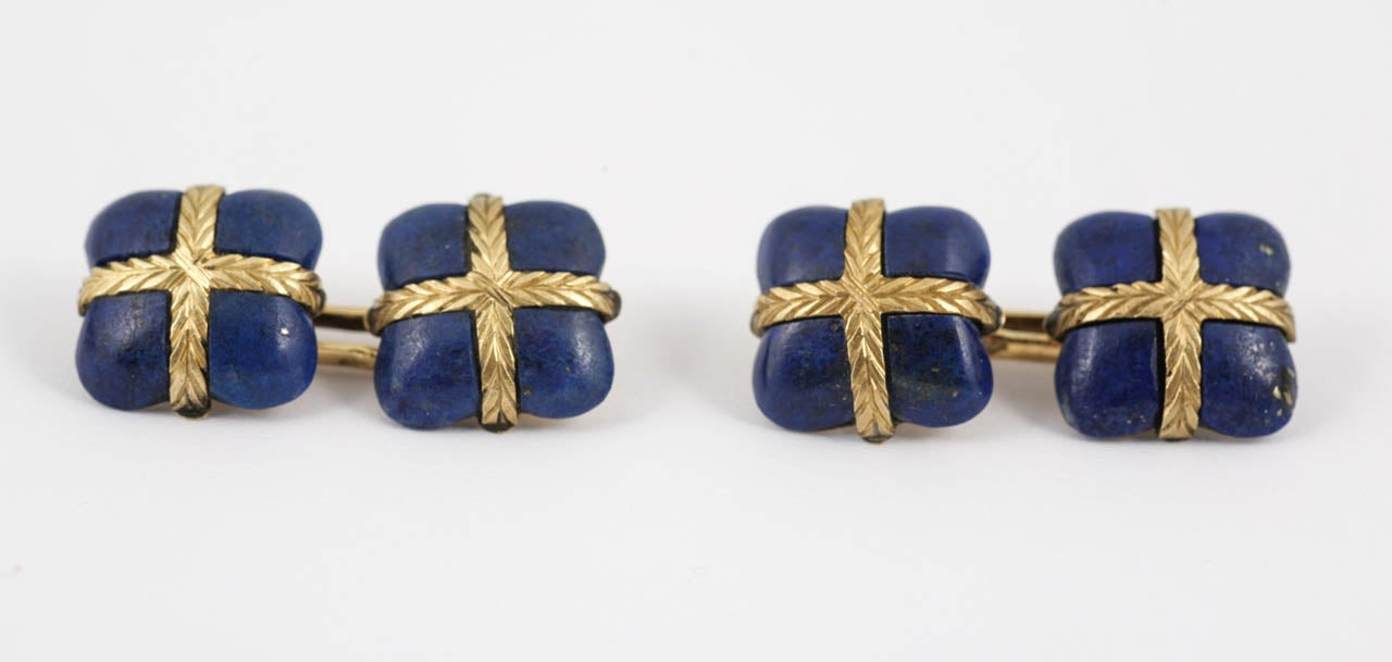 Pair of unusual gold and Lapis Lazuli cufflinks, Lachloche freres, Paris

c. 1900
