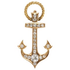 Diamond Gold Anchor Brooch c1875