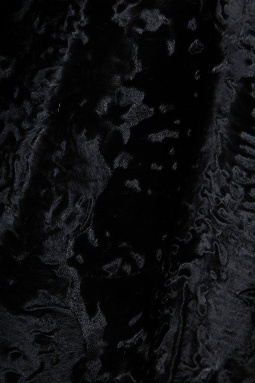 Black Russian Broadtail & Sable Vintage Fur Coat by Revillon