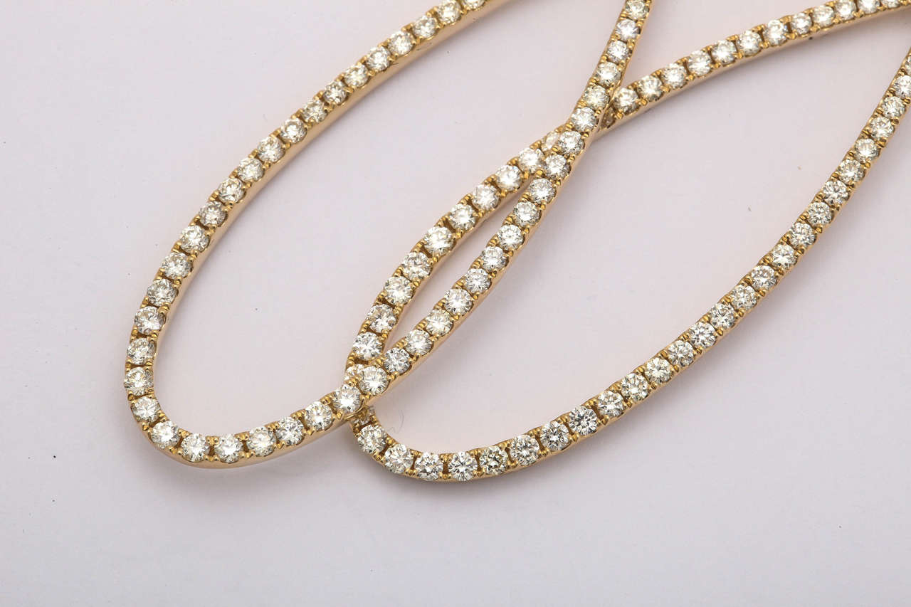 Women's Diamond Yellow Gold Drop Earrings For Sale