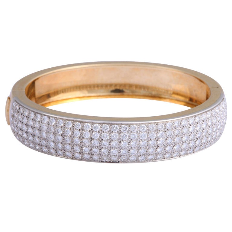 Gold  Diamond Pave Bangle