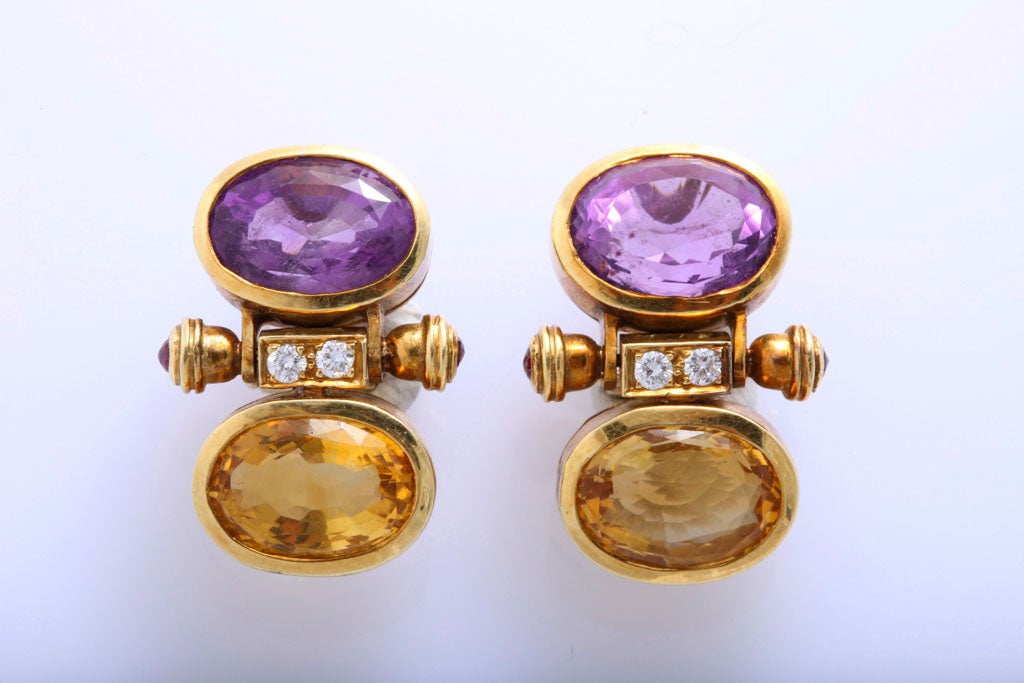 Large 18kt & Stone Door-knocker Earrings