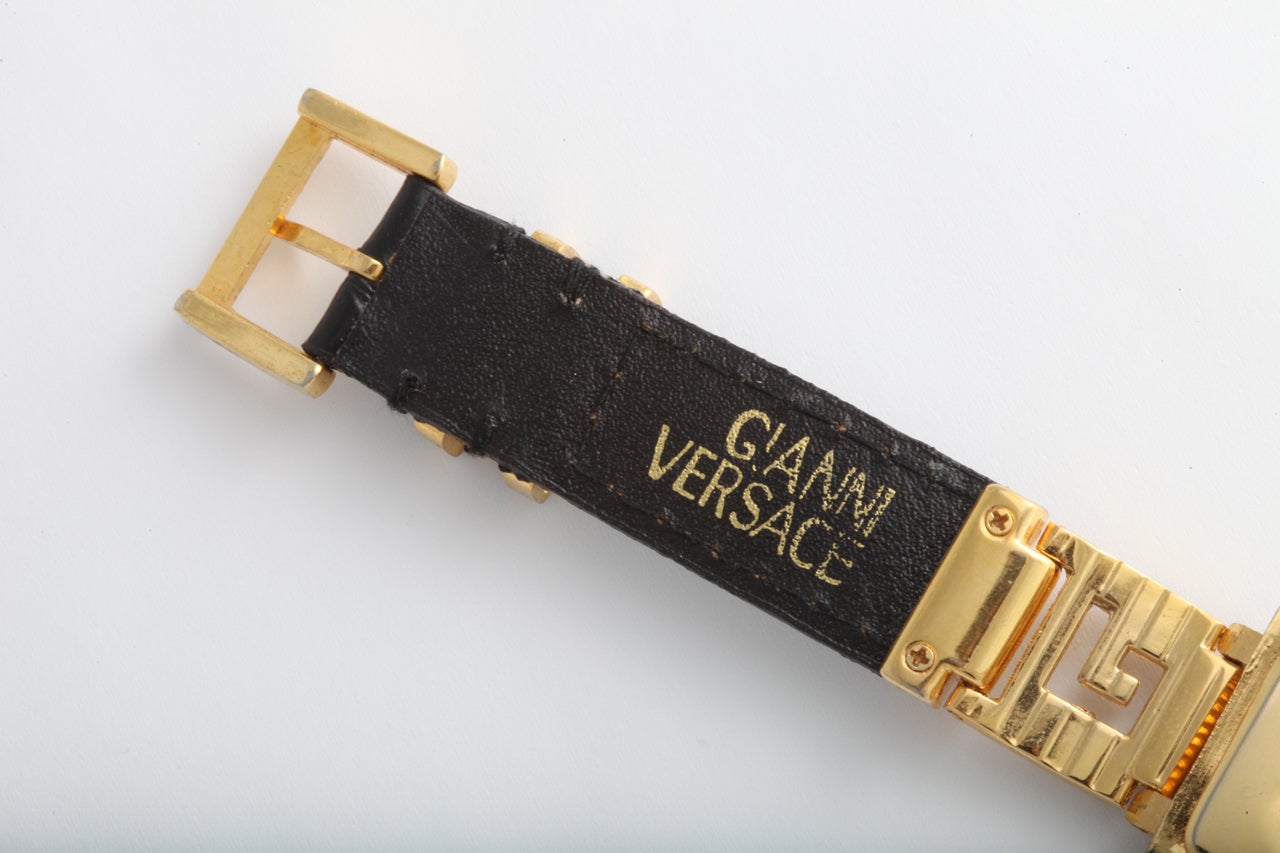 Gianni Versace Gold and Black Medusa Watch With Greca at 1stDibs