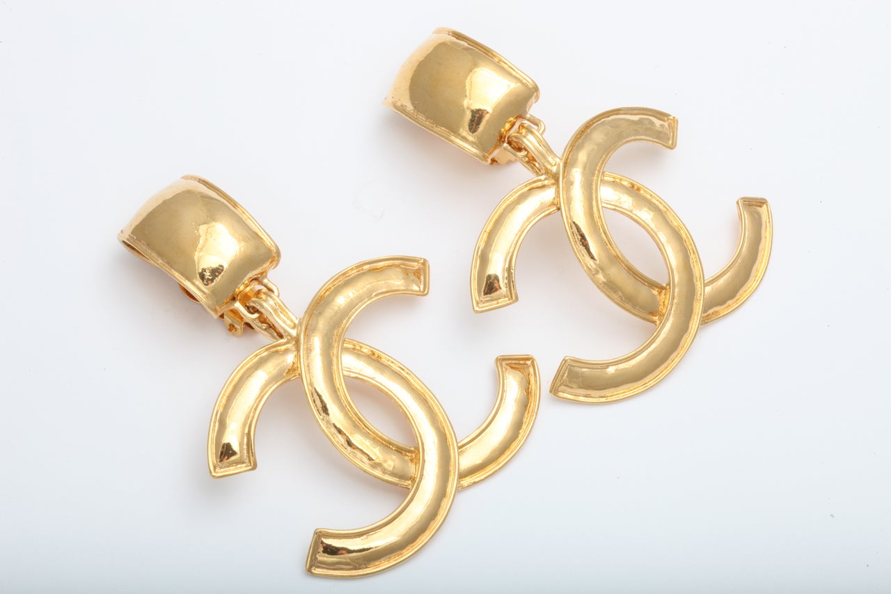 Chanel Large CC Dangling Earrings at 1stDibs