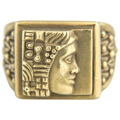Vintage Barry Kieselstein-Cord "Woman of the World" Gold Signet Type Ring 