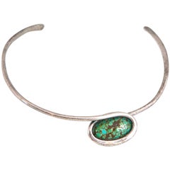 Art Smith's Mid-Century Choker Turquoise Sterling Silver Necklace