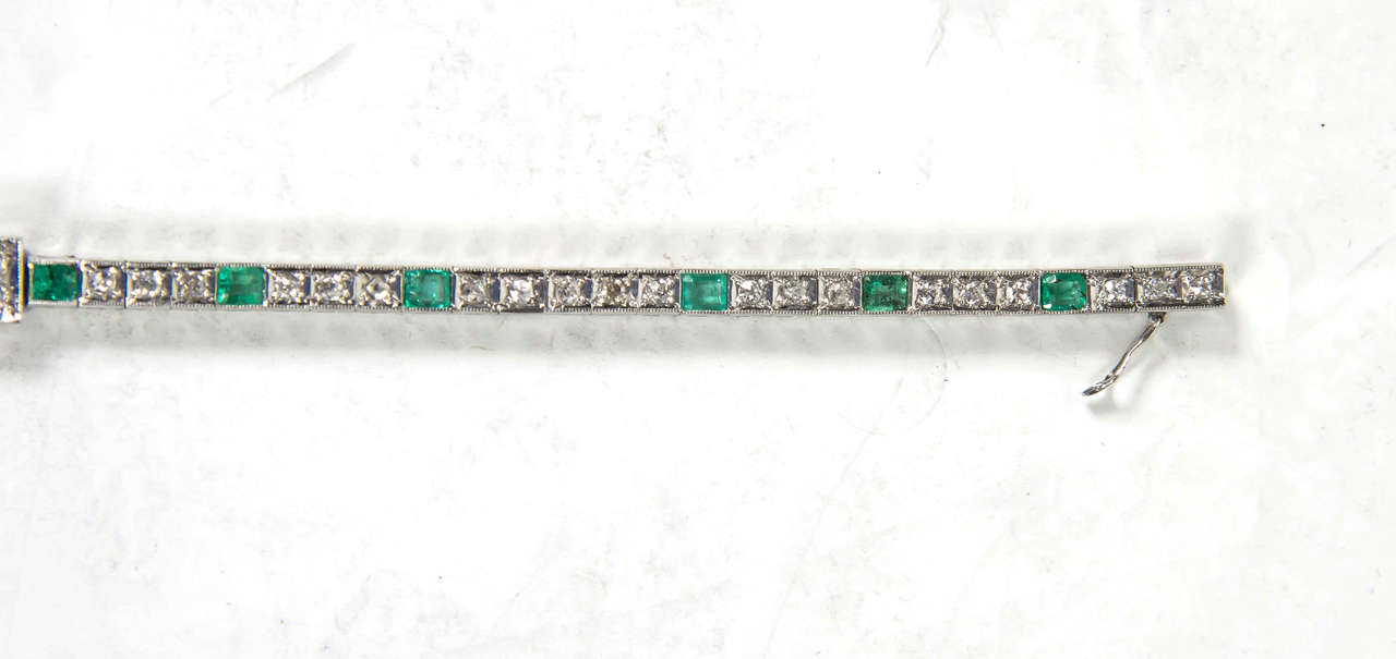 Art Deco Emerald Diamond Bracelet 1