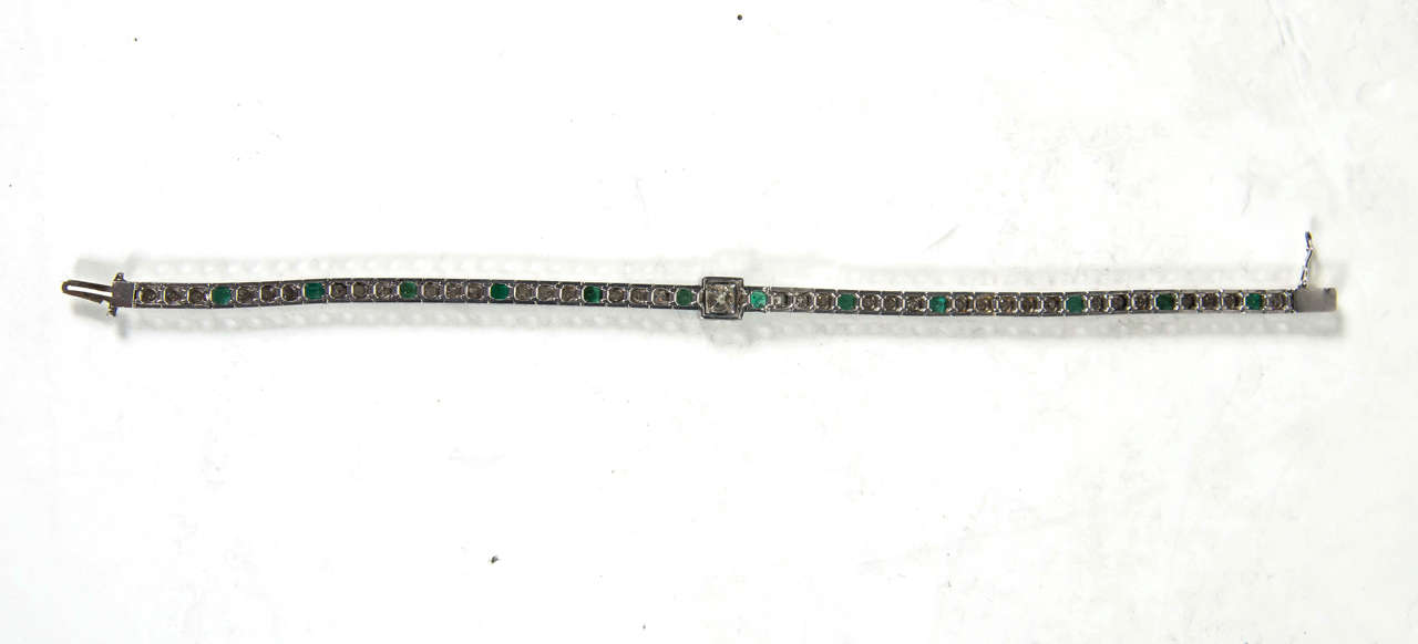Art Deco Emerald Diamond Bracelet 2