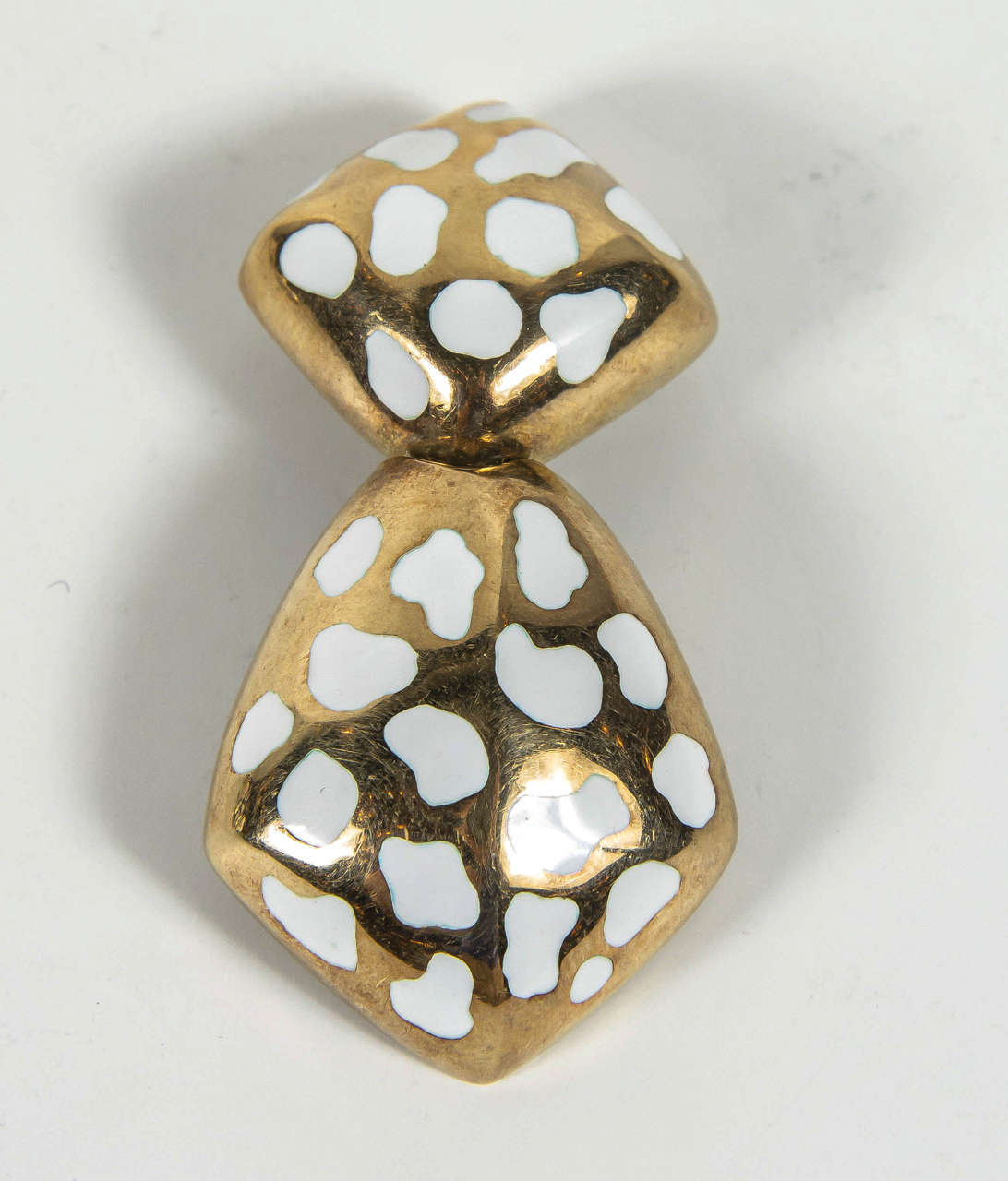 Women's Modernist White Enamel Gold Drop Earrings