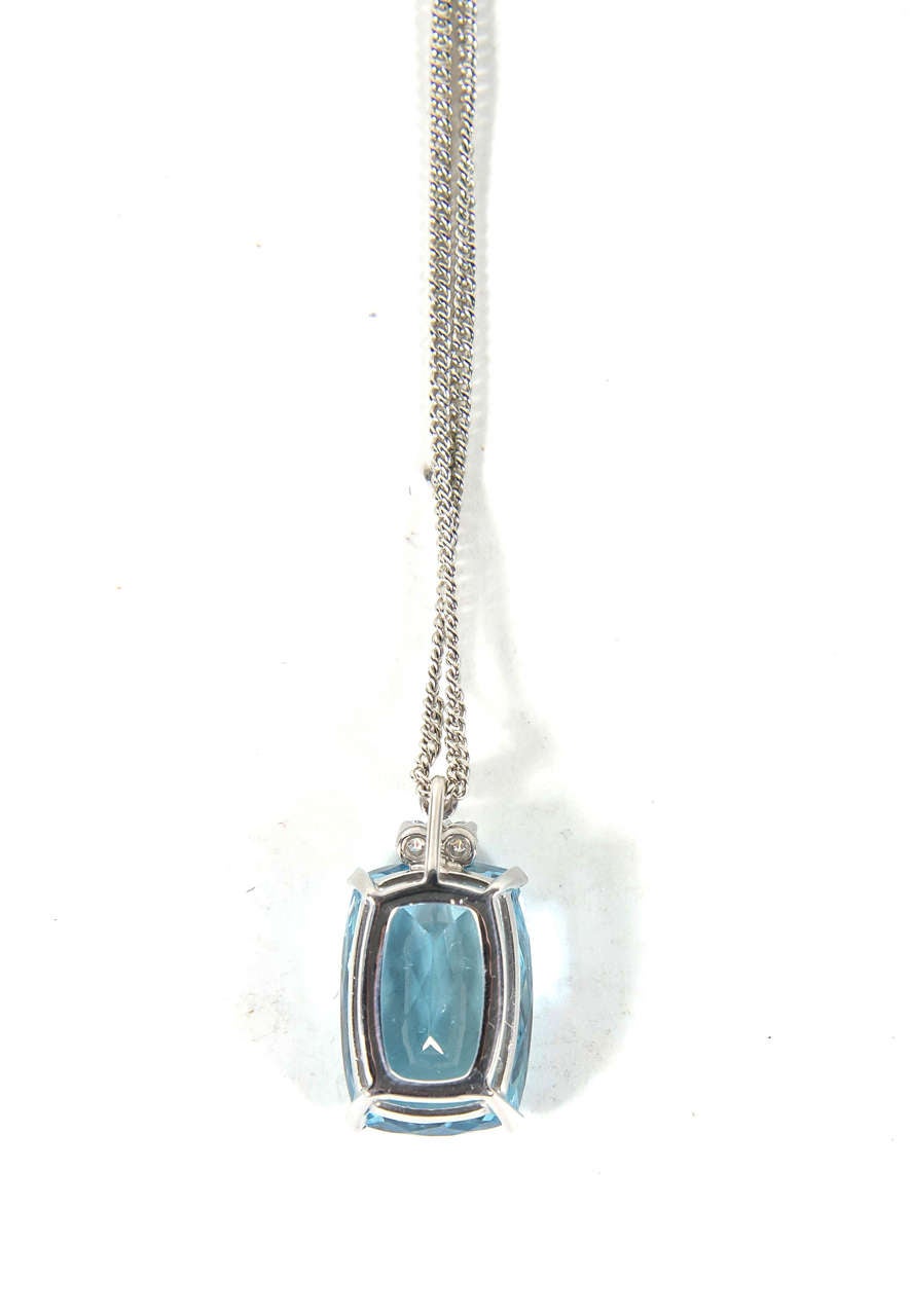 Women's Aquamarine Diamond Platinum Pendant