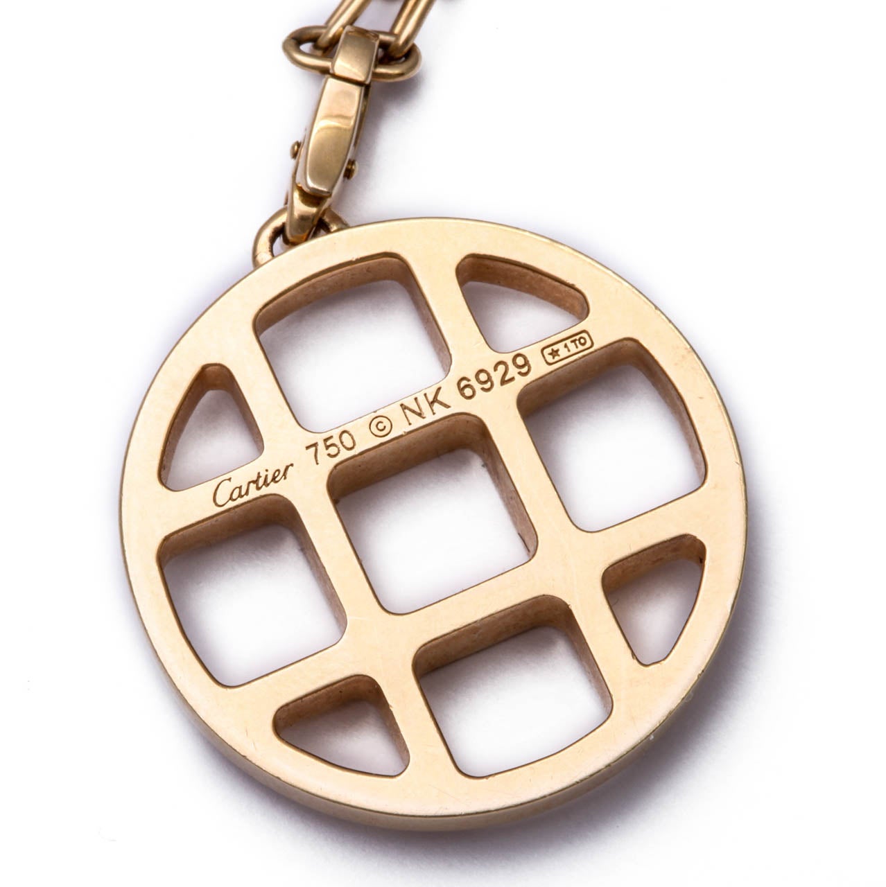 Cartier Pasha de Cartier Diamond Gold Circle Pendant Chain Necklace For Sale 2