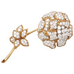 Van Cleef & Arpels VCA Diamond Gold Flower Pin Brooch