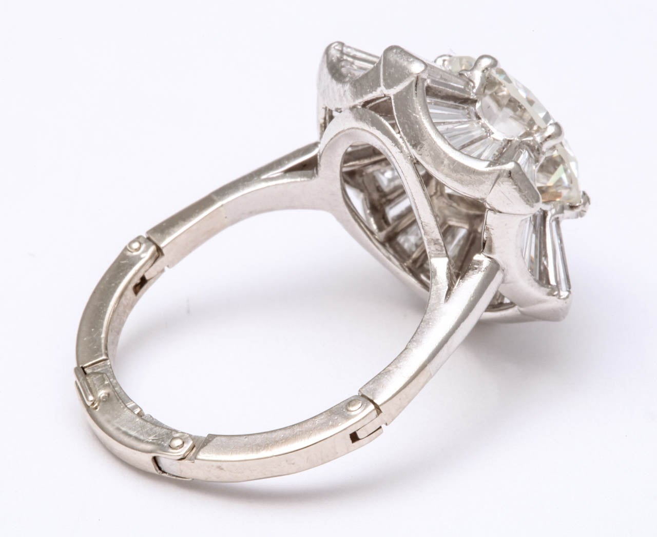 Women's Diamond White Gold Platinum Ring For Sale