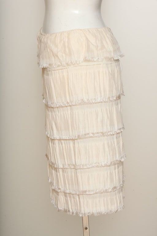 Beige Rodarte Silk Tiered Skirt