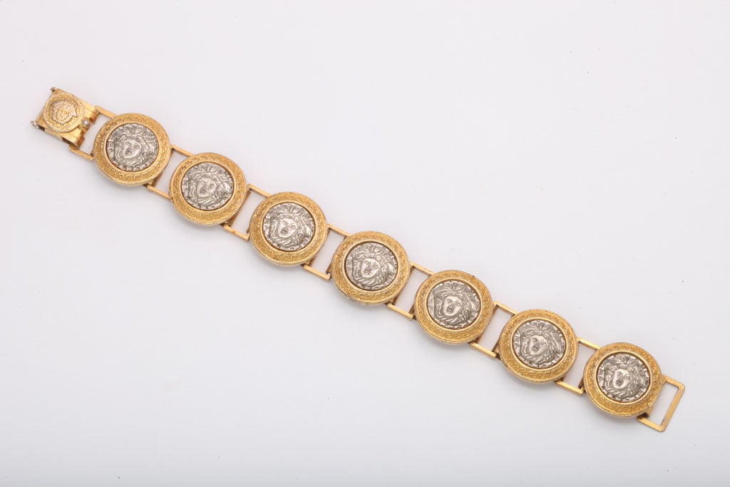 GIANNI VERSACE SILVER AND GOLD MEDUSA BRACELET
