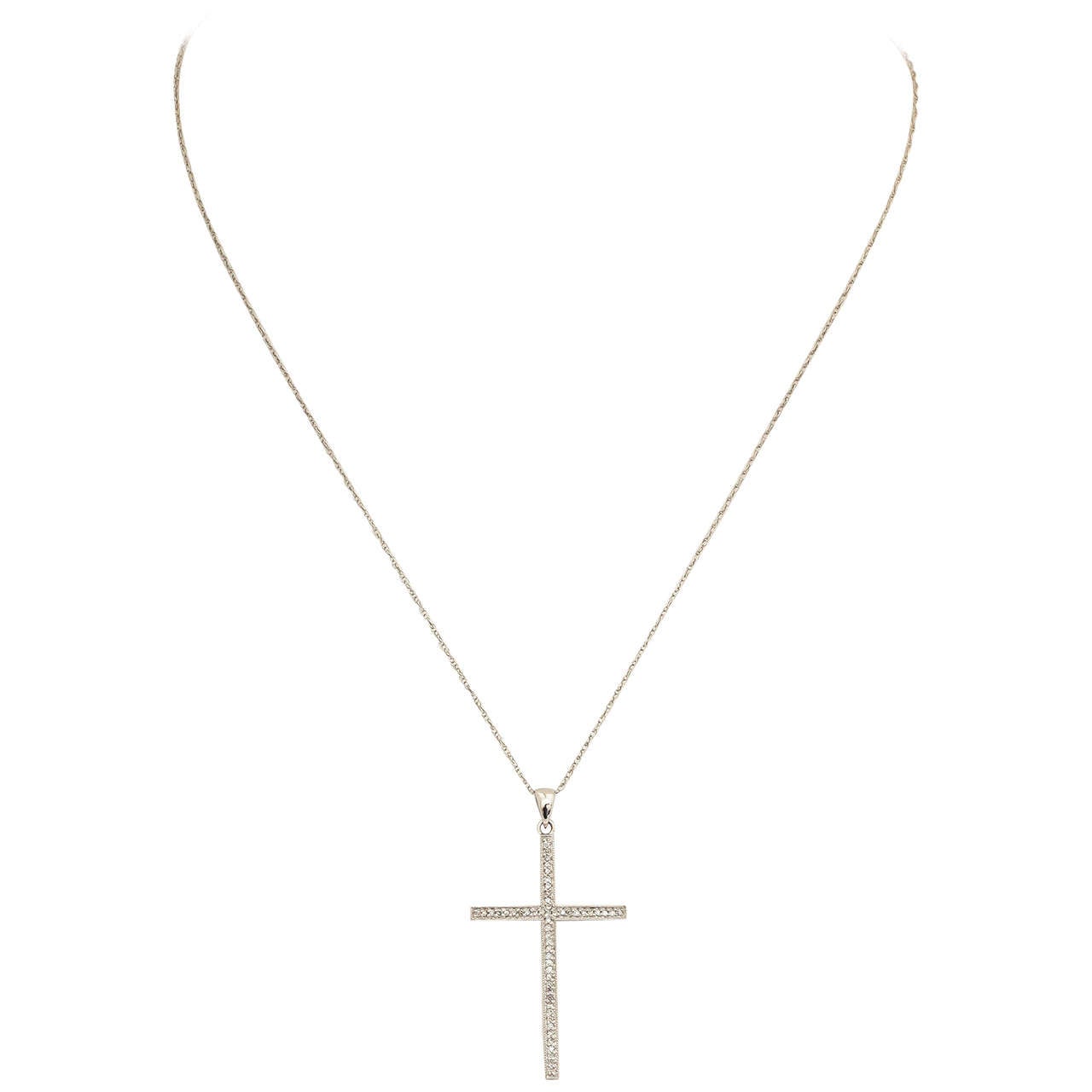 Diamond White Gold Cross Pendant
