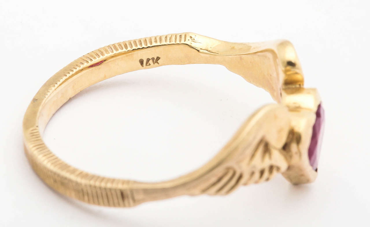 Heart Shaped Ruby Gold Wings Ring For Sale at 1stDibs | heart with ...